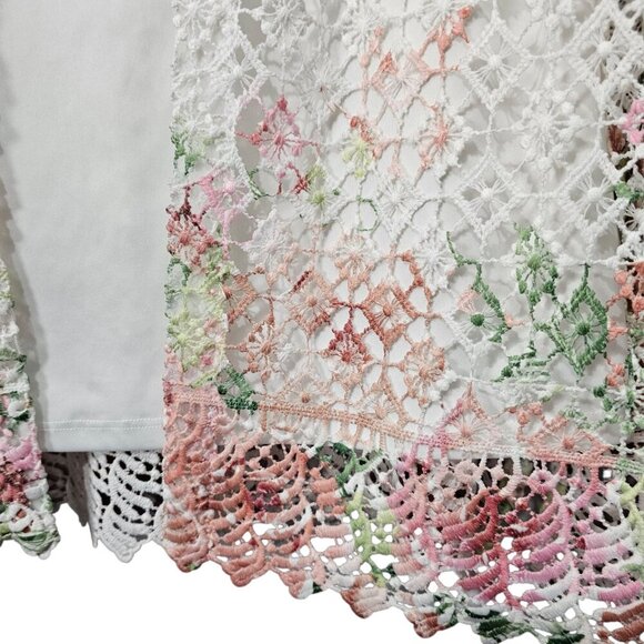 Alfred Dunner English Garden Floral Border Lace Boho Tank Cardigan Top 2in1 - Picture 3 of 8